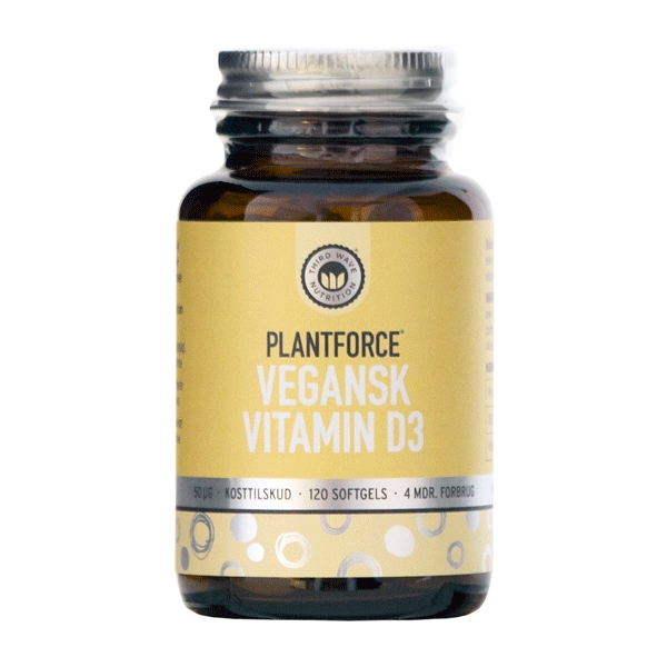 Vegansk Vitamin D 50 mcg Plantforce 120 kapsler